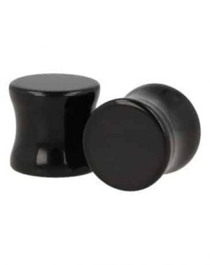 Plug Piercing de Oreja Negro Obsidiana - 12 mm (Set de 2)