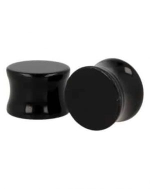 Plug Piercing de oreja Negro Obsidiana - 16 mm (set de 2)
