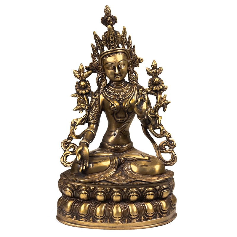Estatua de Buda Tara Blanca Tara Bronceada - 35 cm