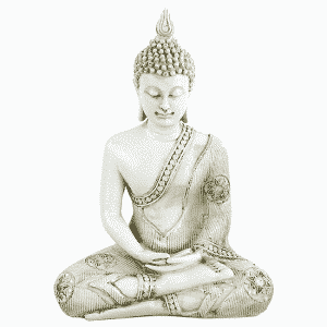 Figura de Buda Tailandés Meditando Poliresina Blanca - 20 x 11 x 27 cm