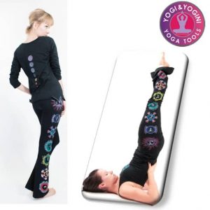 Pantalones de Yoga Chakra Pintados a Mano Algodón Negro L