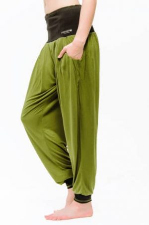 Pantalones de Yoga Vinayasa Verde Oliva-Negro S-M