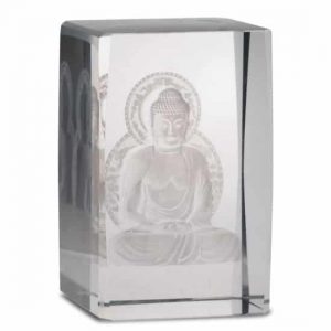 Buda de cristal con láser en el trono de loto Rectangular