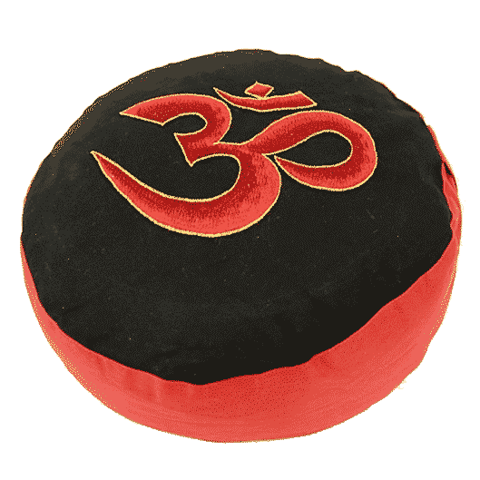 Cojín de Meditación Yogi & Yogini Redondo Algodón Negro Rojo - OHM - 33 x 17 cm