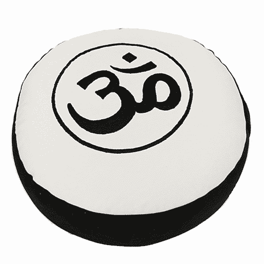 Cojín de Meditación Yogi & Yogini Redondo Algodón Negro Blanco - OHM - 33 x 17 cm