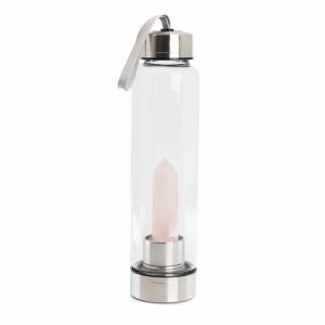 Botella de Agua con Piedras Preciosas Spiru Obelisco de Cuarzo Rosa - 500 ml