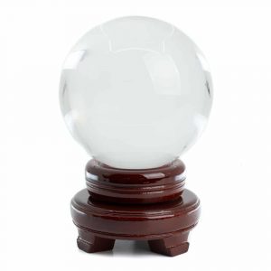 Bola de Cristal Feng Shui con Base de Madera (100 mm)