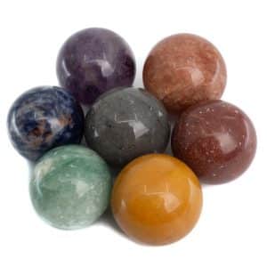 Set de 7 bolas de piedras preciosas Chakra (35 mm)