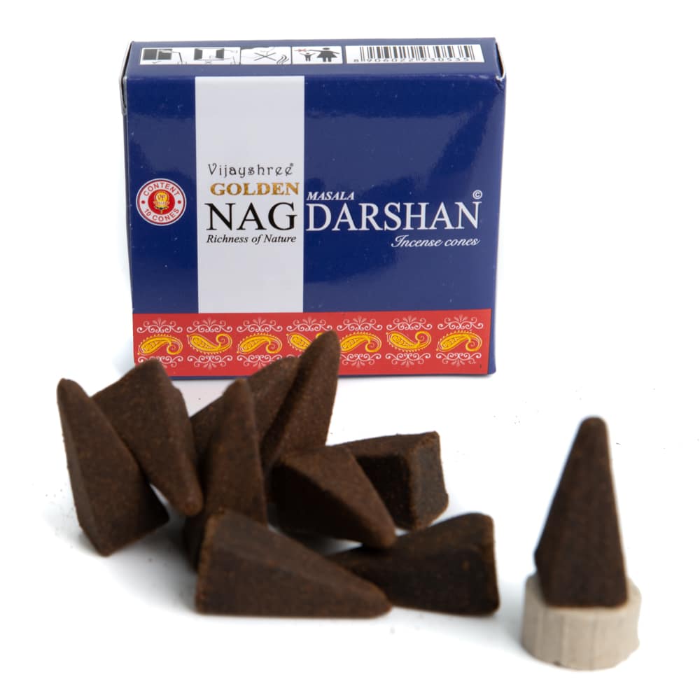 Conos de Incienso Golden Nag Darshan (1 paquete)