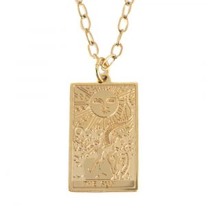 Amuleto de Acero Dorado Tarot "El Sol" - 22 mm