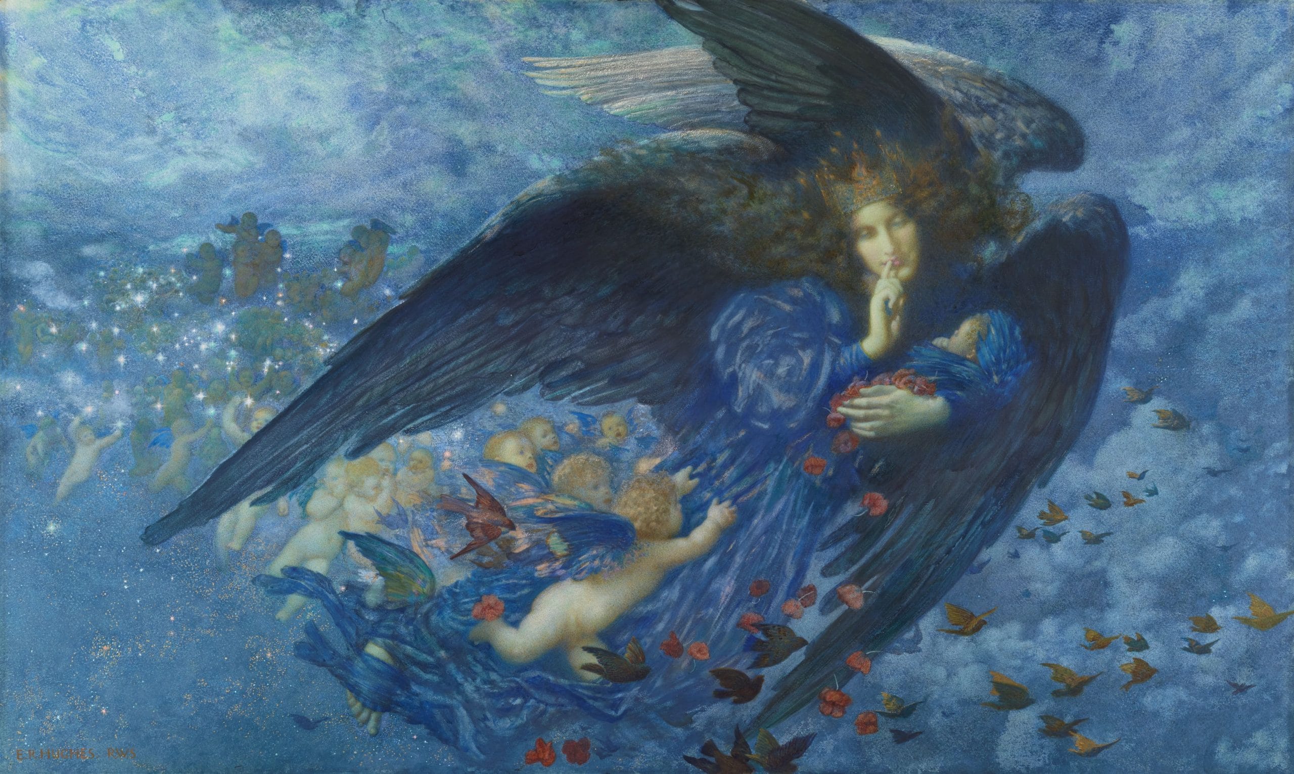 numerología angelical cuadro con un ángel azul