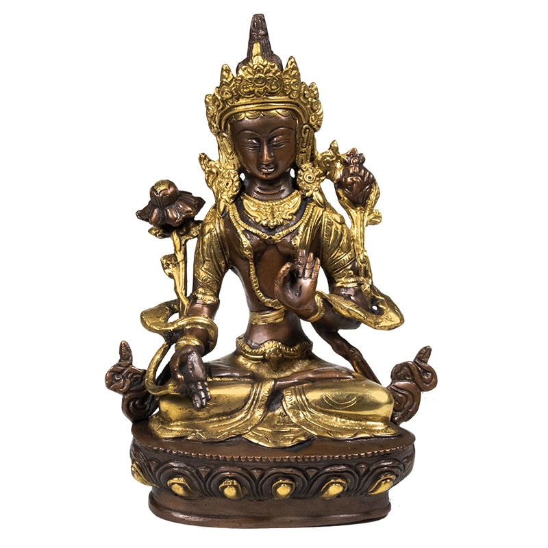 Estatua de Buda Tara Blanco Tara Dorado - 20 cm