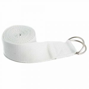 Cinturón de Yoga Anilla en D Algodón Blanco (183 cm)