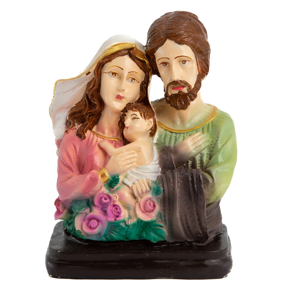 Estatua de María y José con el Niño Jesús - Pintada a mano (14 cm)