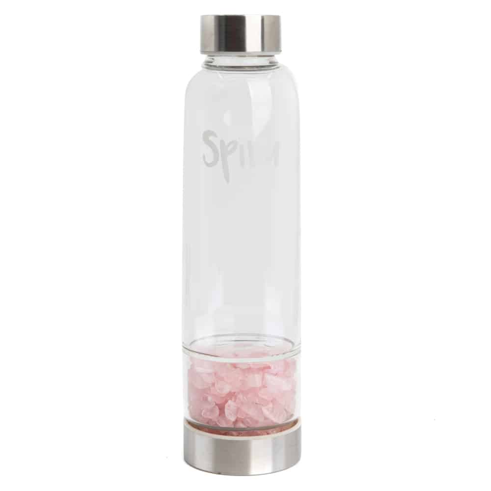 Botella de Agua de Cuarzo Rosa Spiru Gemas- 400 ml