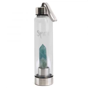 Botella de Agua de Piedras Preciosas Spiru Obelisco de Fluorita Verde - 500 ml