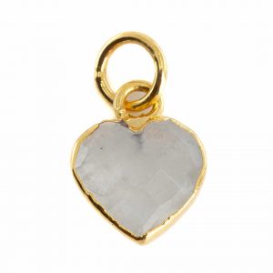 Colgante de Piedra Lunar Arco Iris Corazón - Chapado en Oro - 10 mm