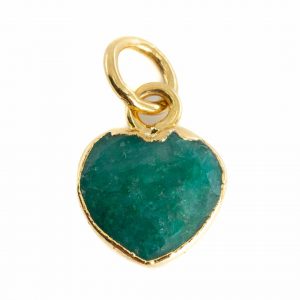 Colgante de Piedra de Esmeralda (coloreado) Corazón - Chapado en Oro - 10 mm