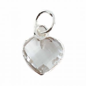 Colgante de Piedra Preciosa Corazón Cristal de Roca - Plateado - 10 mm