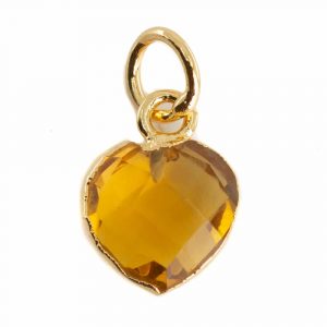 Colgante de Piedra Preciosa Citrino en Forma de Corazón - Chapado en Oro - 10 mm