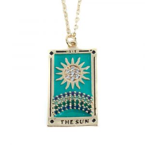 Amuleto de Acero Dorado/Azul Tarot 'El Sol'