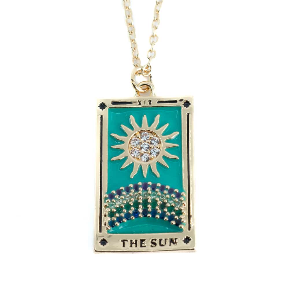 Amuleto de Acero Dorado/Azul Tarot 'El Sol'