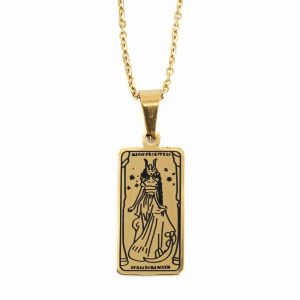 Amuleto Dorado de Acero Tarot "La Suma Sacerdotisa"