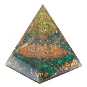 Árbol de Piedras Preciosas de Orgonita, Malaquita y Peridota (80 mm)