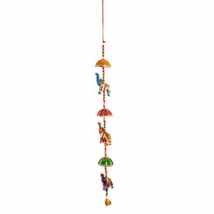 Guirnalda Decorativa 3 Elefantes de tela con campana - 78 cm